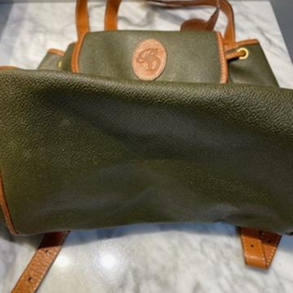 Babe Didrikson green and brown leather backpack - Picture 2 of 6